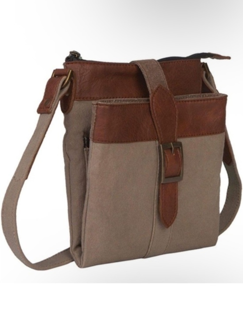 Mona B Intermix Canvas Faux Leather Crossbody Bag